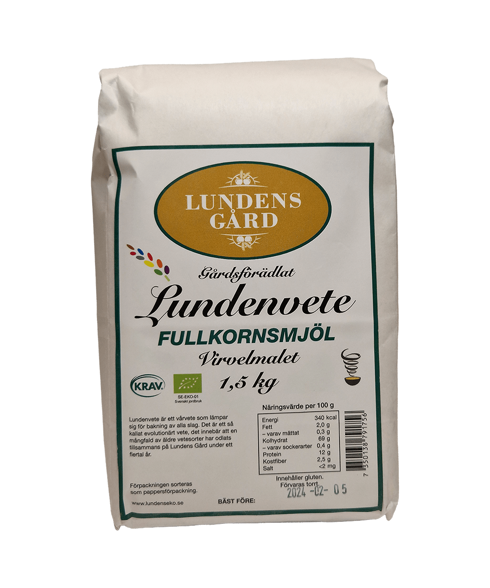 Virvelmalet Lundenvete Fullkornsmjöl -1,5 kg